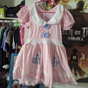 Pink Lolita Doll Halloween Costume w/ Head Bow
